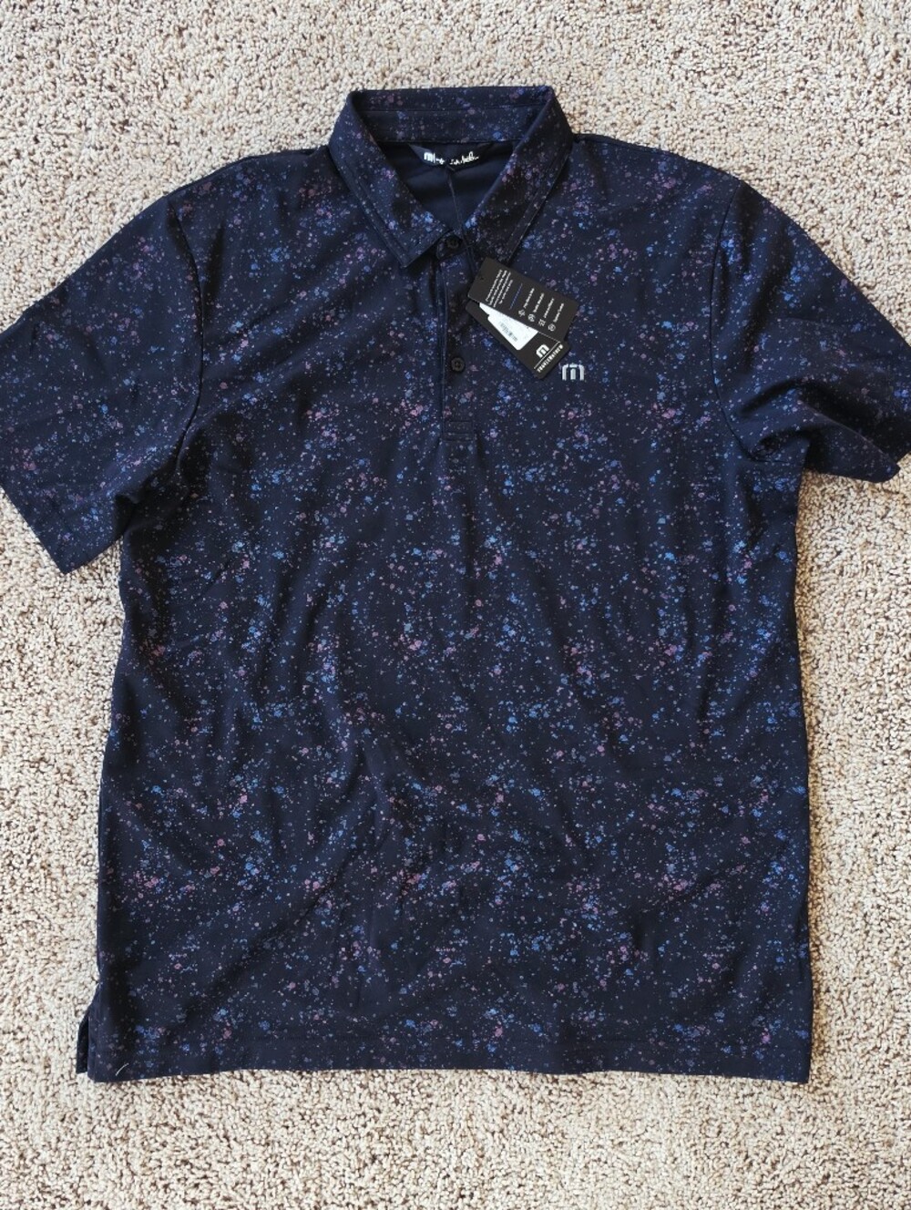 Travis Mathew Navy Speckle Polo Shirt Xl